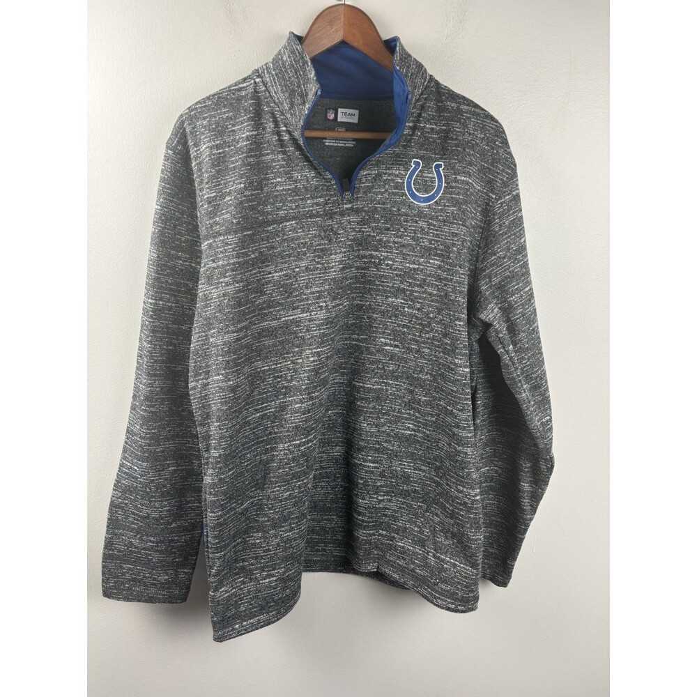 NFL Team Apparel Indianapolis Colts 1/4 Zip Long Sleeve Fleece Mens Large Gray
